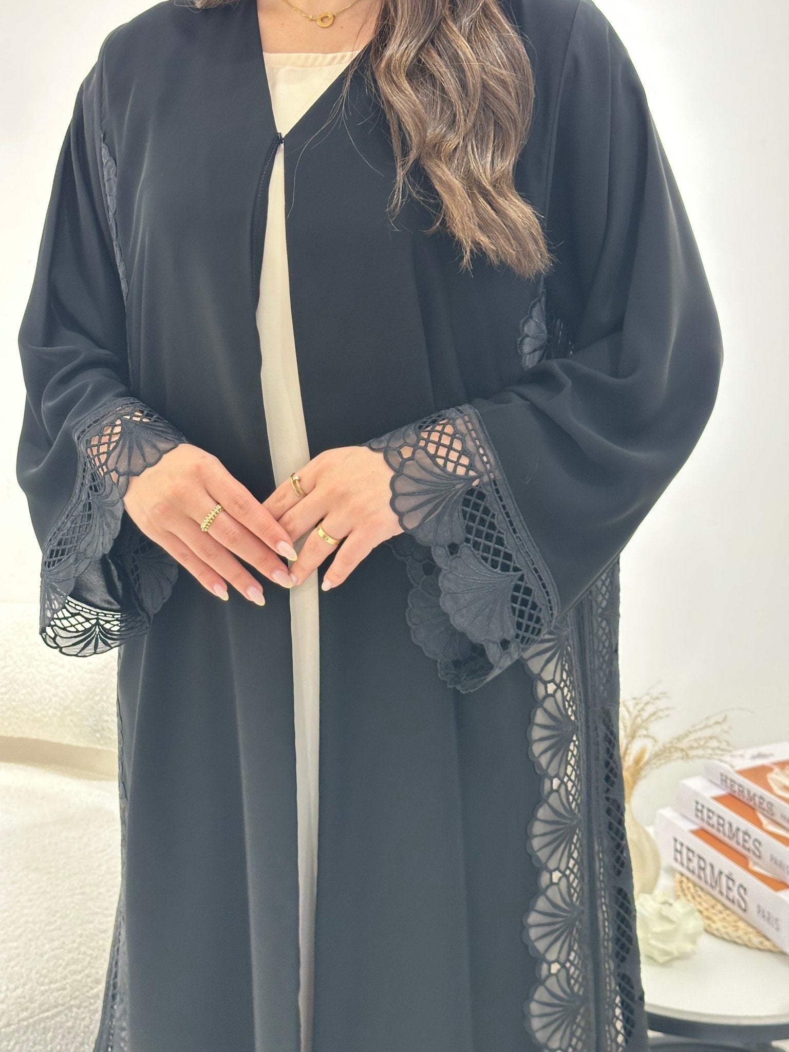 C 1309 Black Lace Abaya