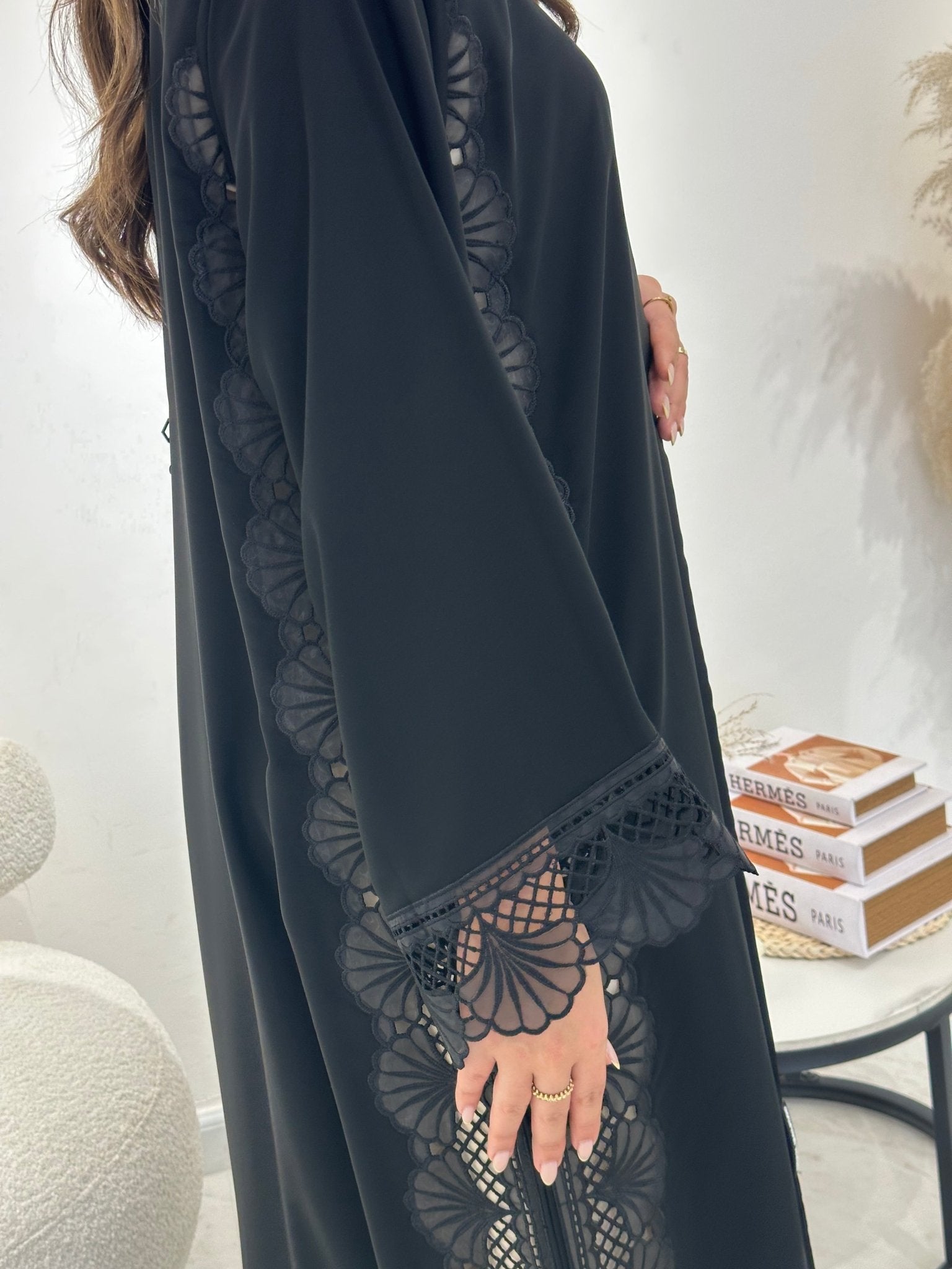 C 1309 Black Lace Abaya