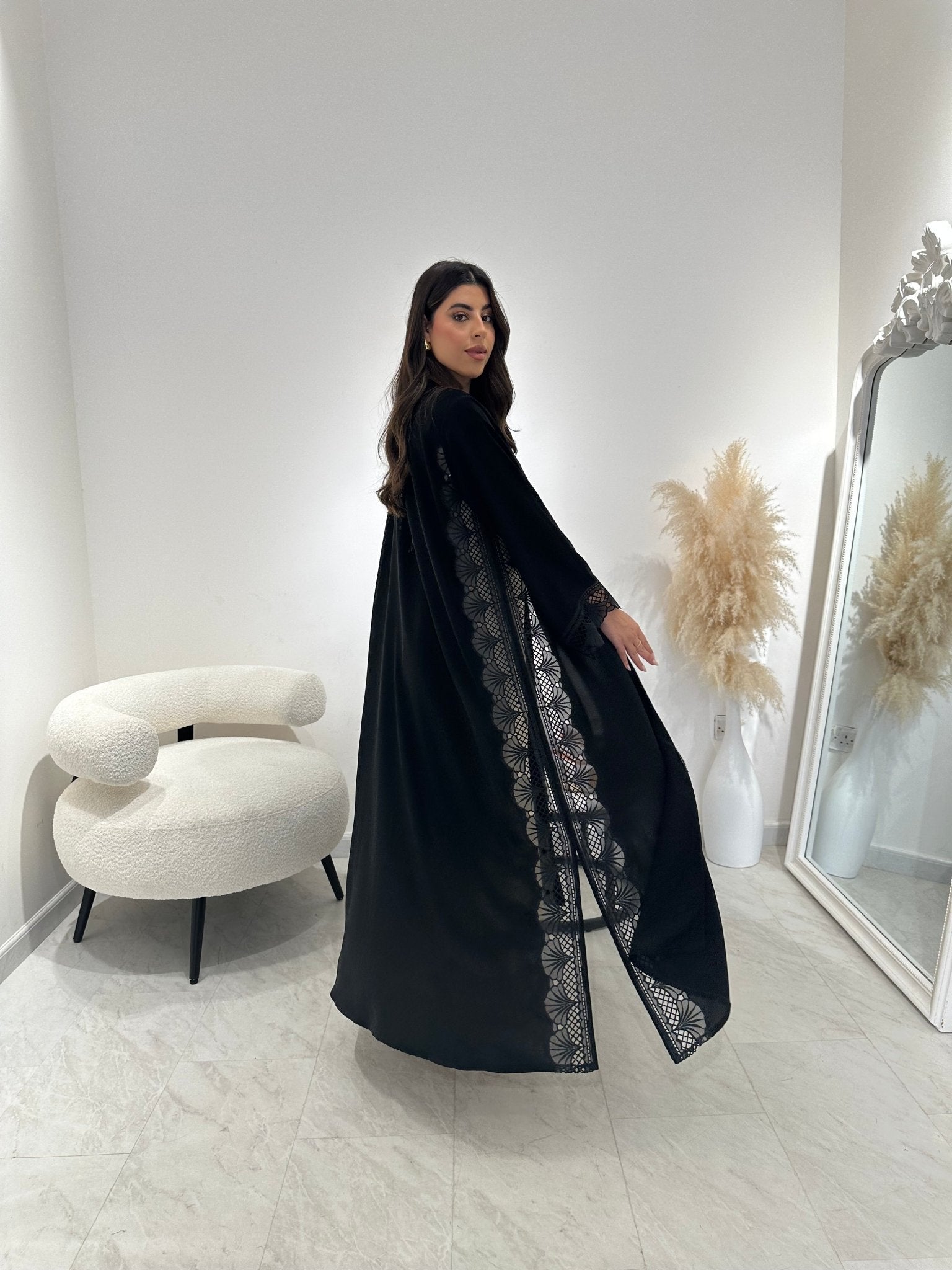 C 1309 Black Lace Abaya