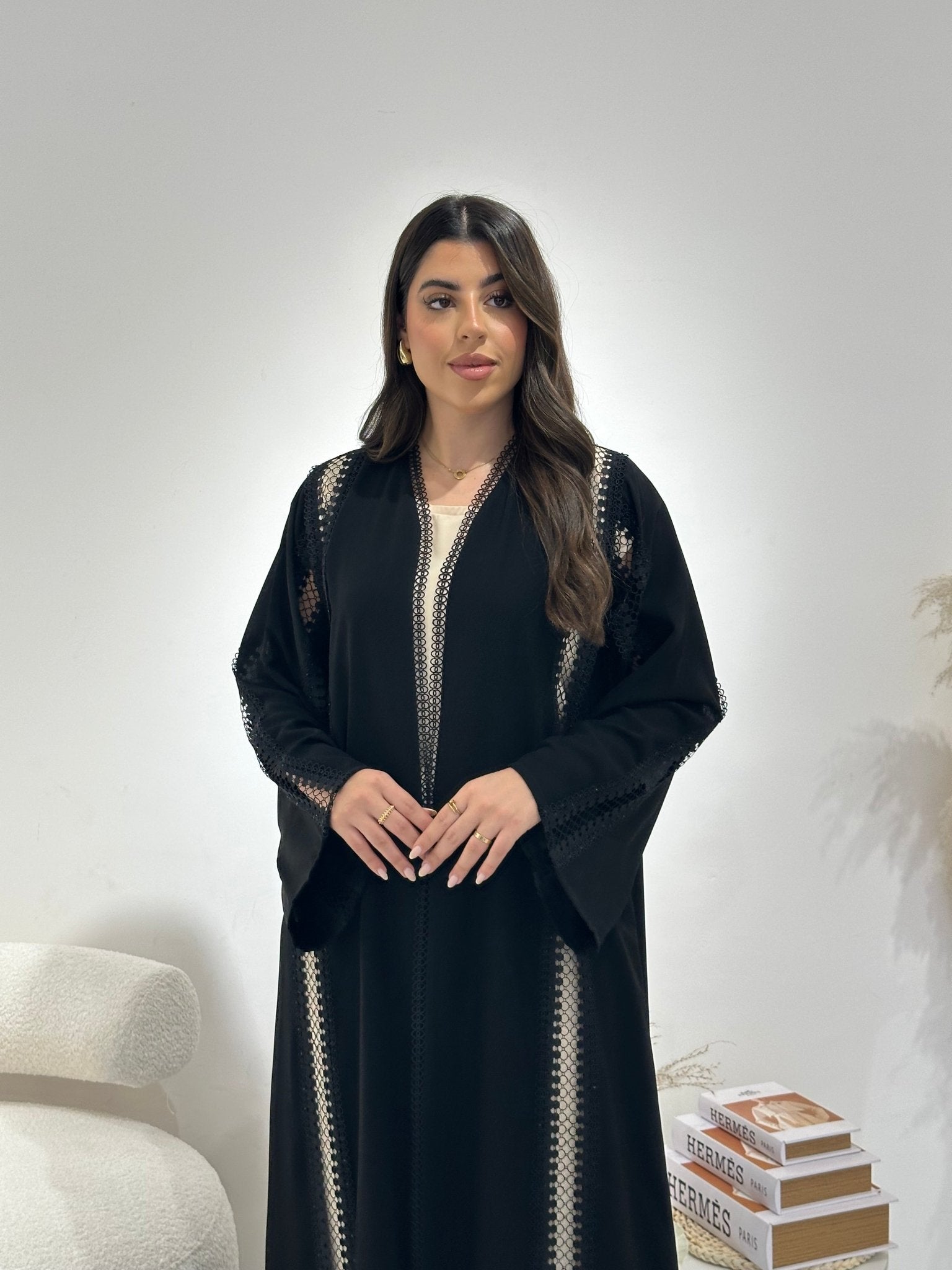 C 1315 Black Lace Abaya