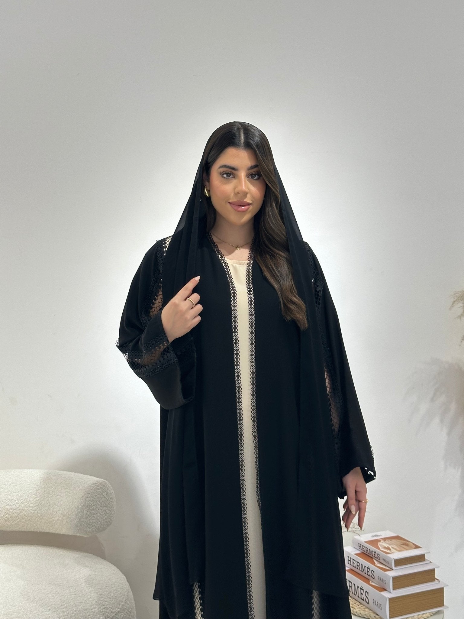 C 1315 Black Lace Abaya