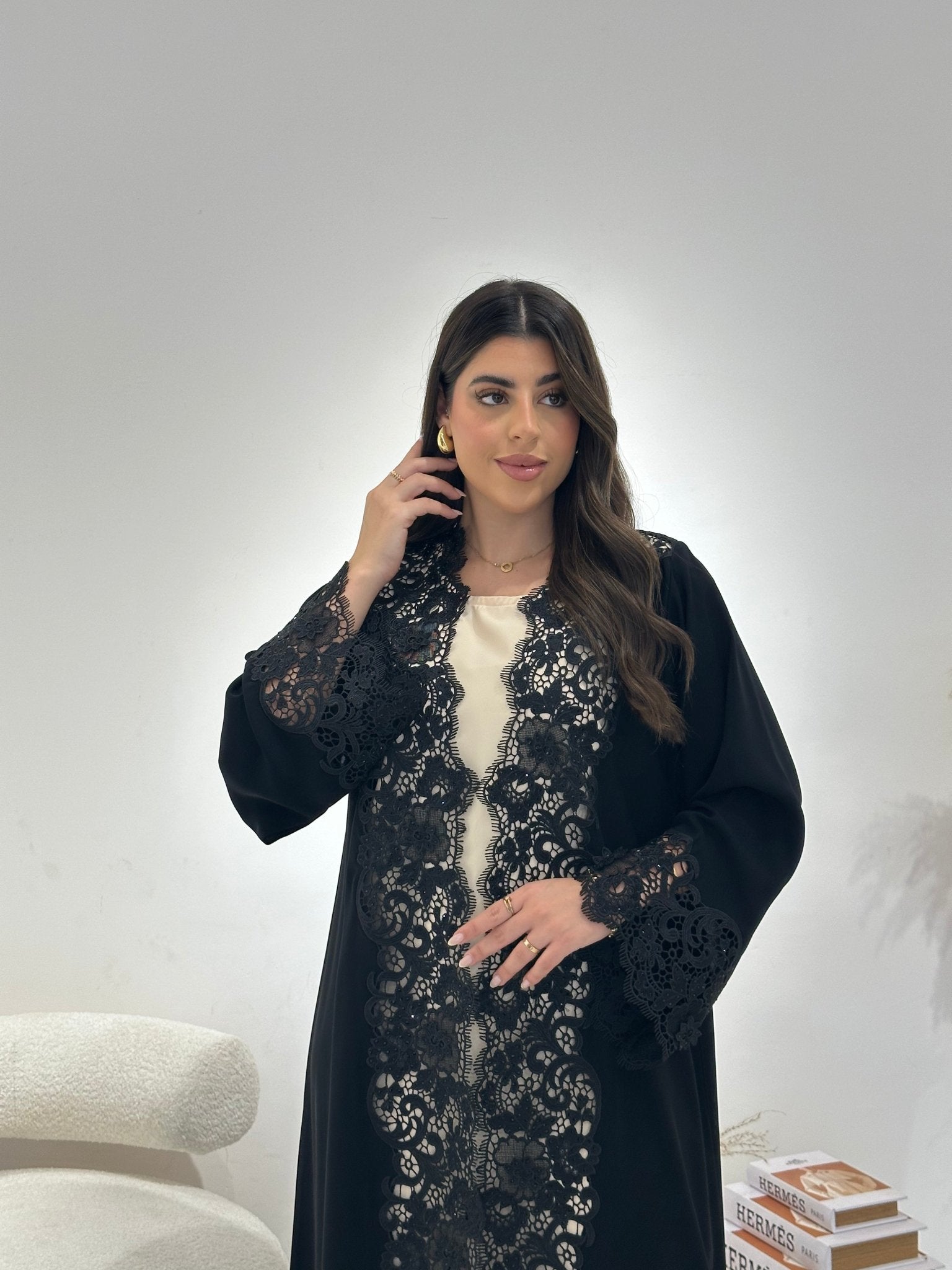 C 1319 Black Lace Abaya