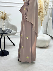 C 1327 Mauve Floral Embroidered Abaya