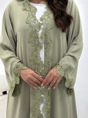 C 1337 Pistachio Green Lace Abaya