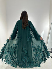 C 1339 Pine Green Dantel Abaya