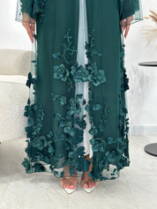 C 1339 Pine Green Dantel Abaya