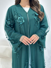 C 1339 Pine Green Dantel Abaya