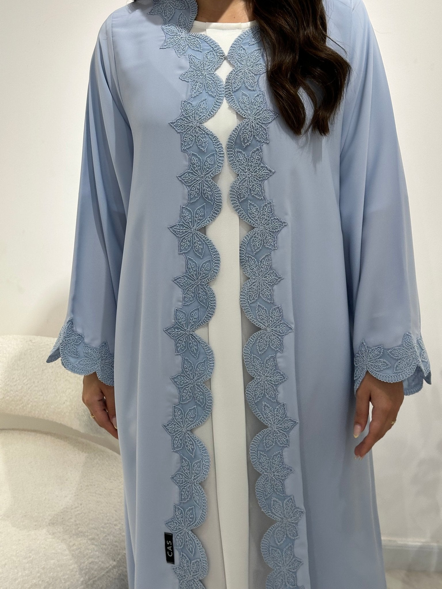 C 1341 Light Blue Lace Abaya