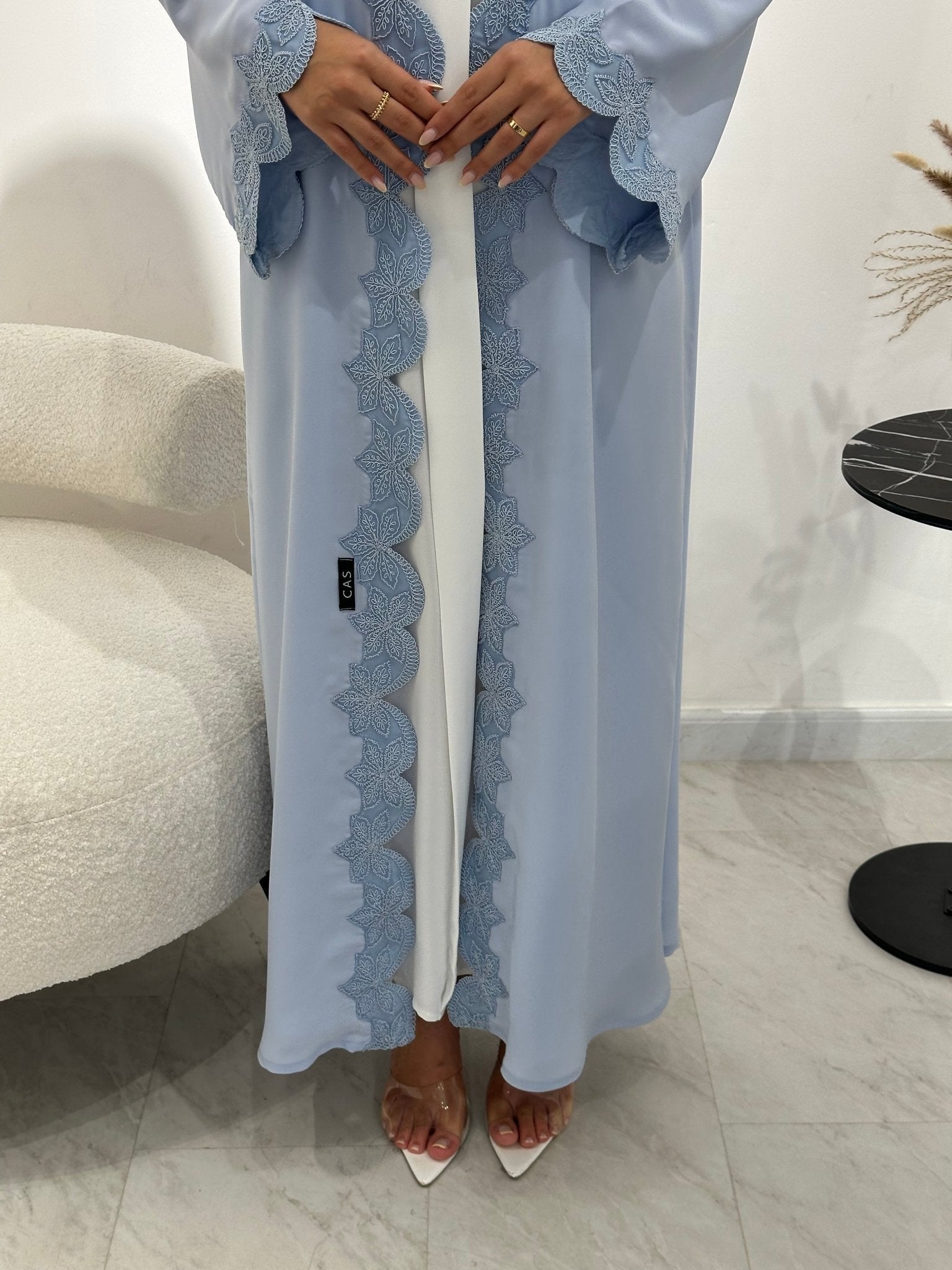 C 1341 Light Blue Lace Abaya