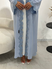 C 1341 Light Blue Lace Abaya