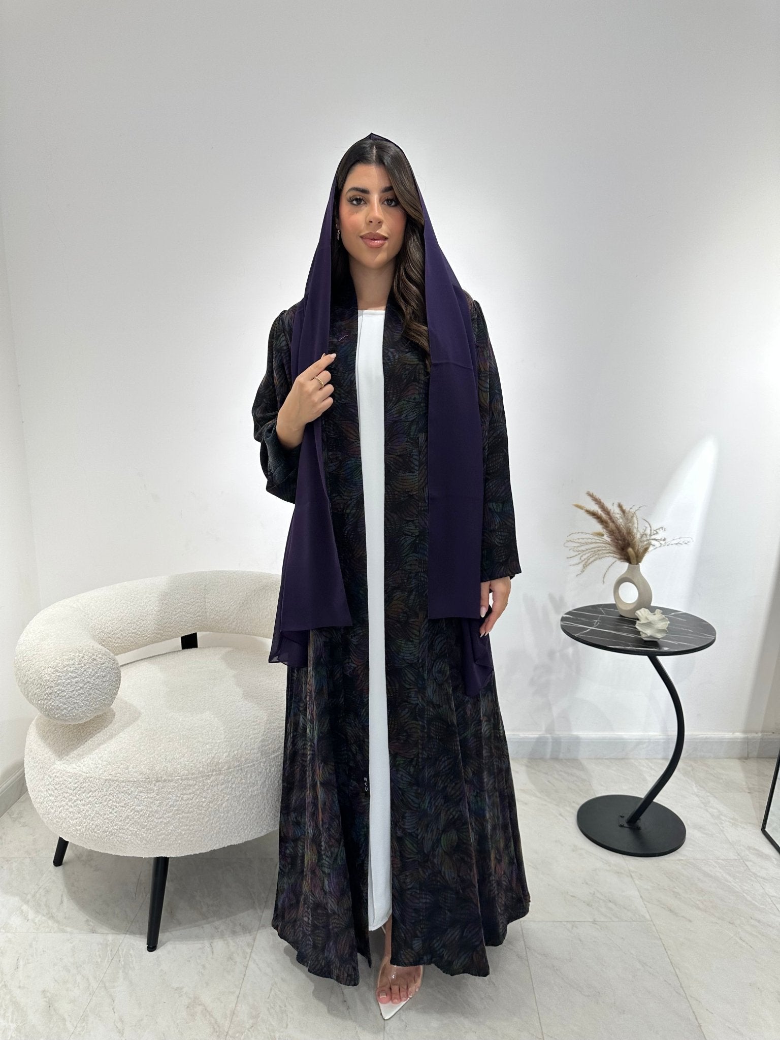 C 1345 Purple Green Abaya
