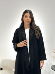 C 1349 Black Coat Beaded Abaya