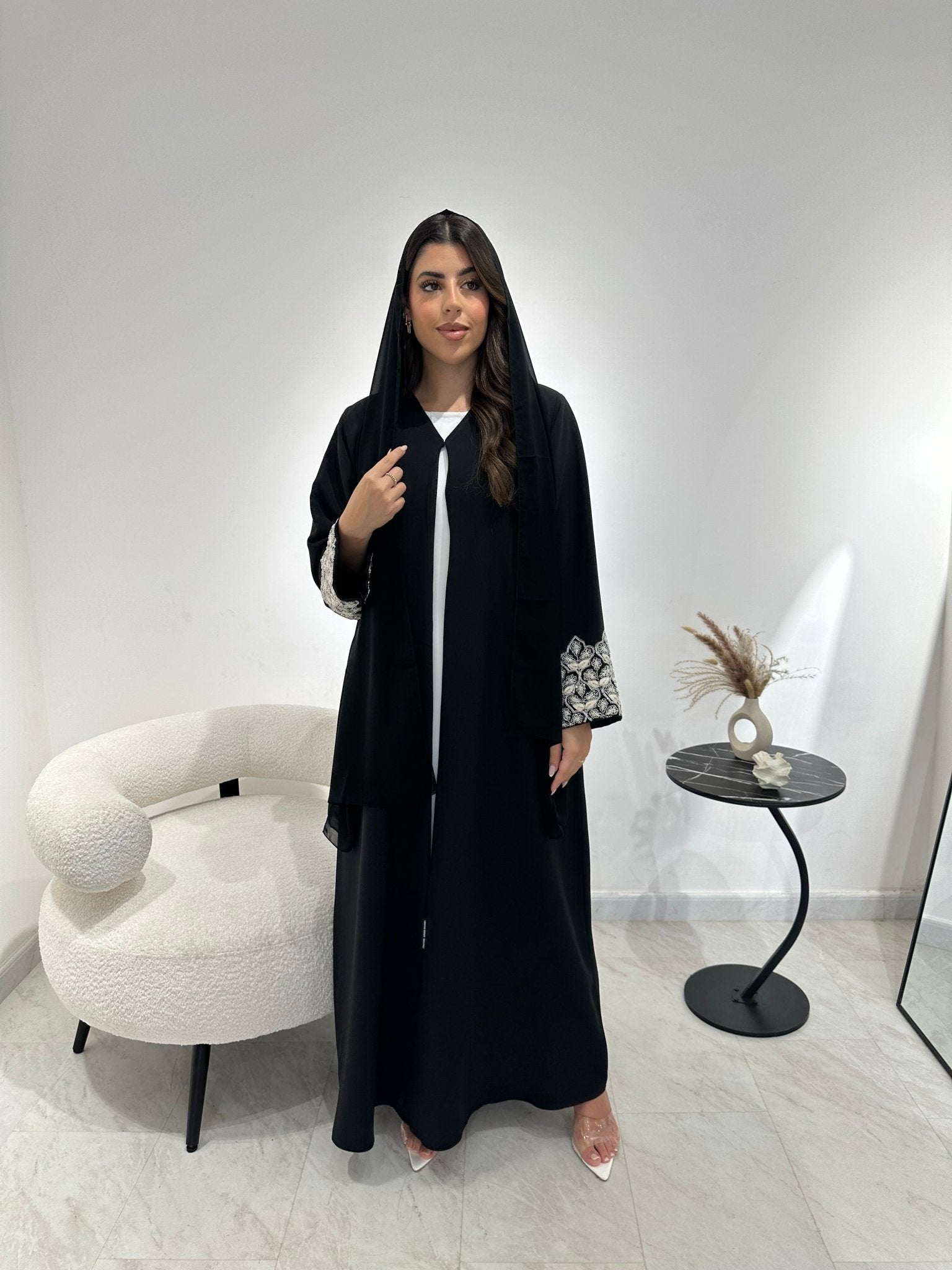 C 1350 Black Beaded Abaya
