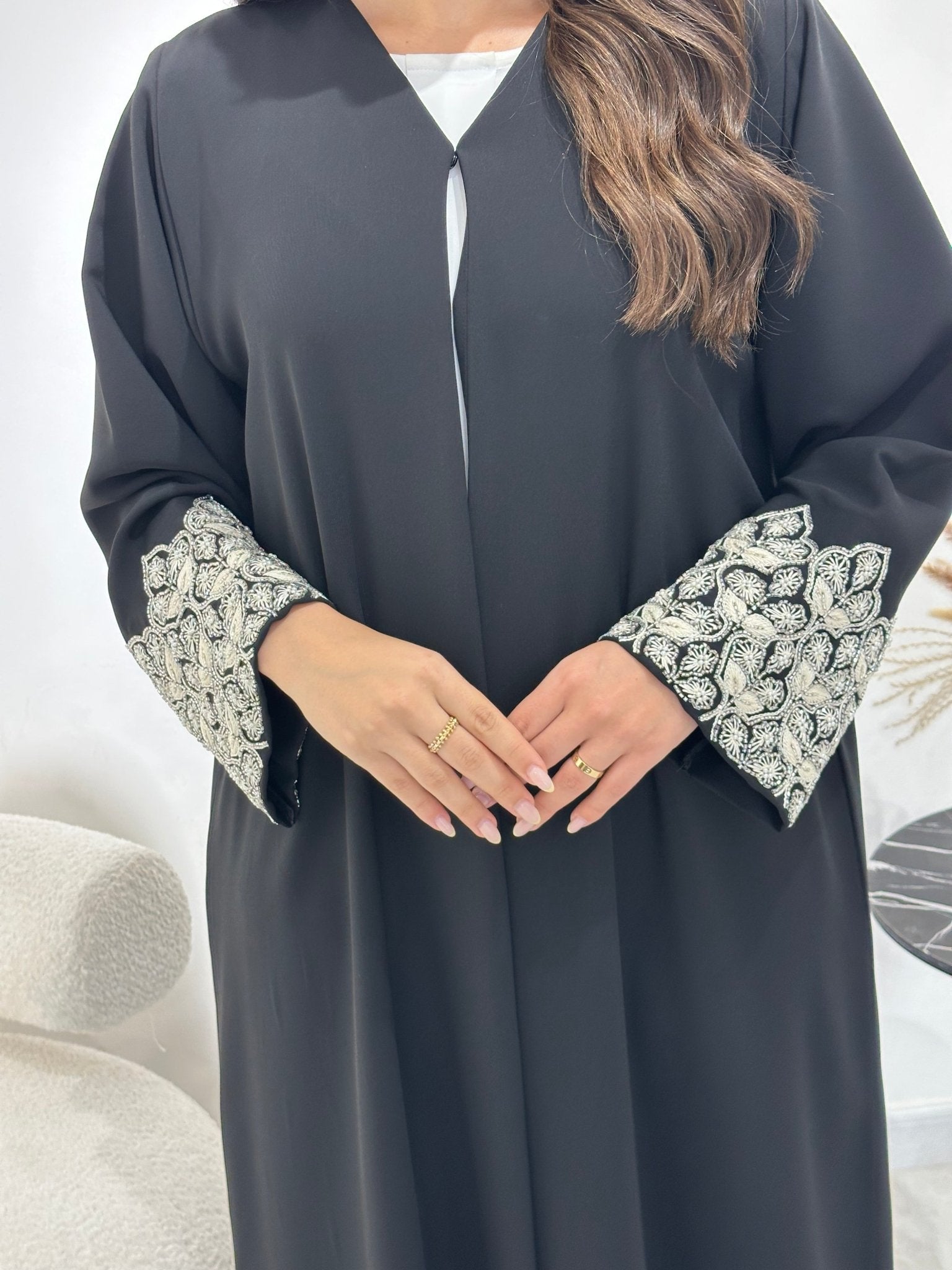 C 1350 Black Beaded Abaya
