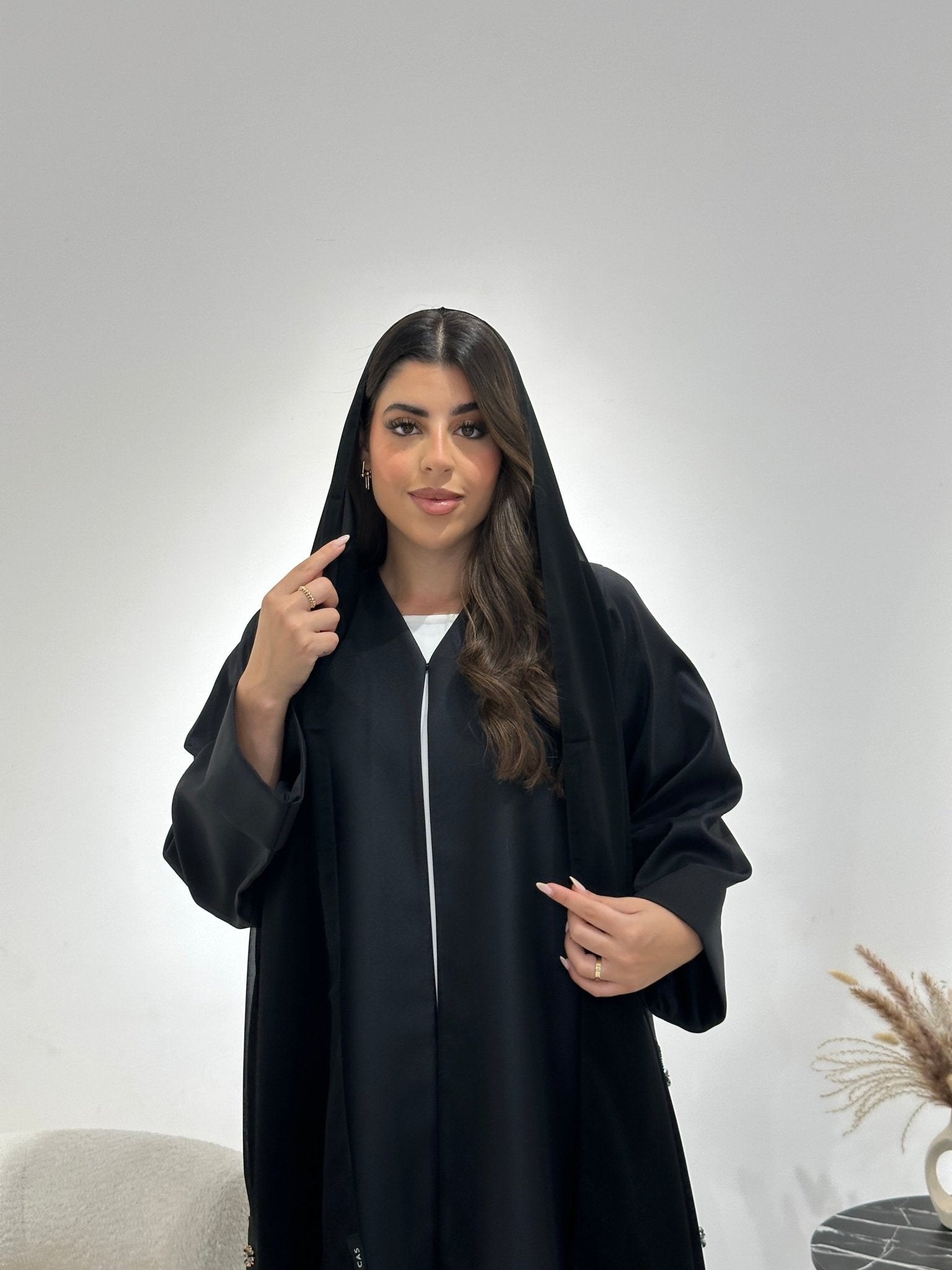 C 1351 Black Beaded Abaya