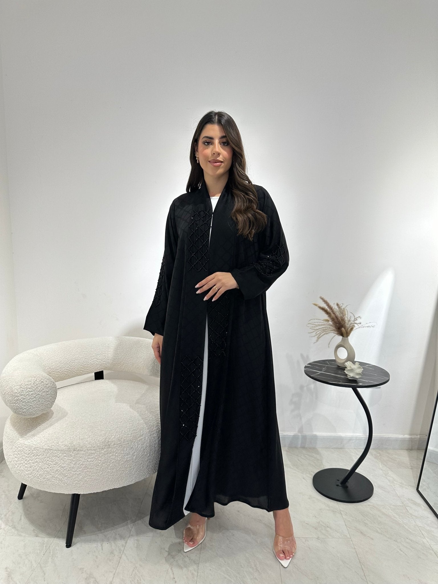 C 1352 Black Beaded Abaya