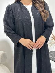 C 1353 Black Floral Abaya