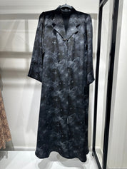 C 1356 - 04 Dark Grey Printed Abaya