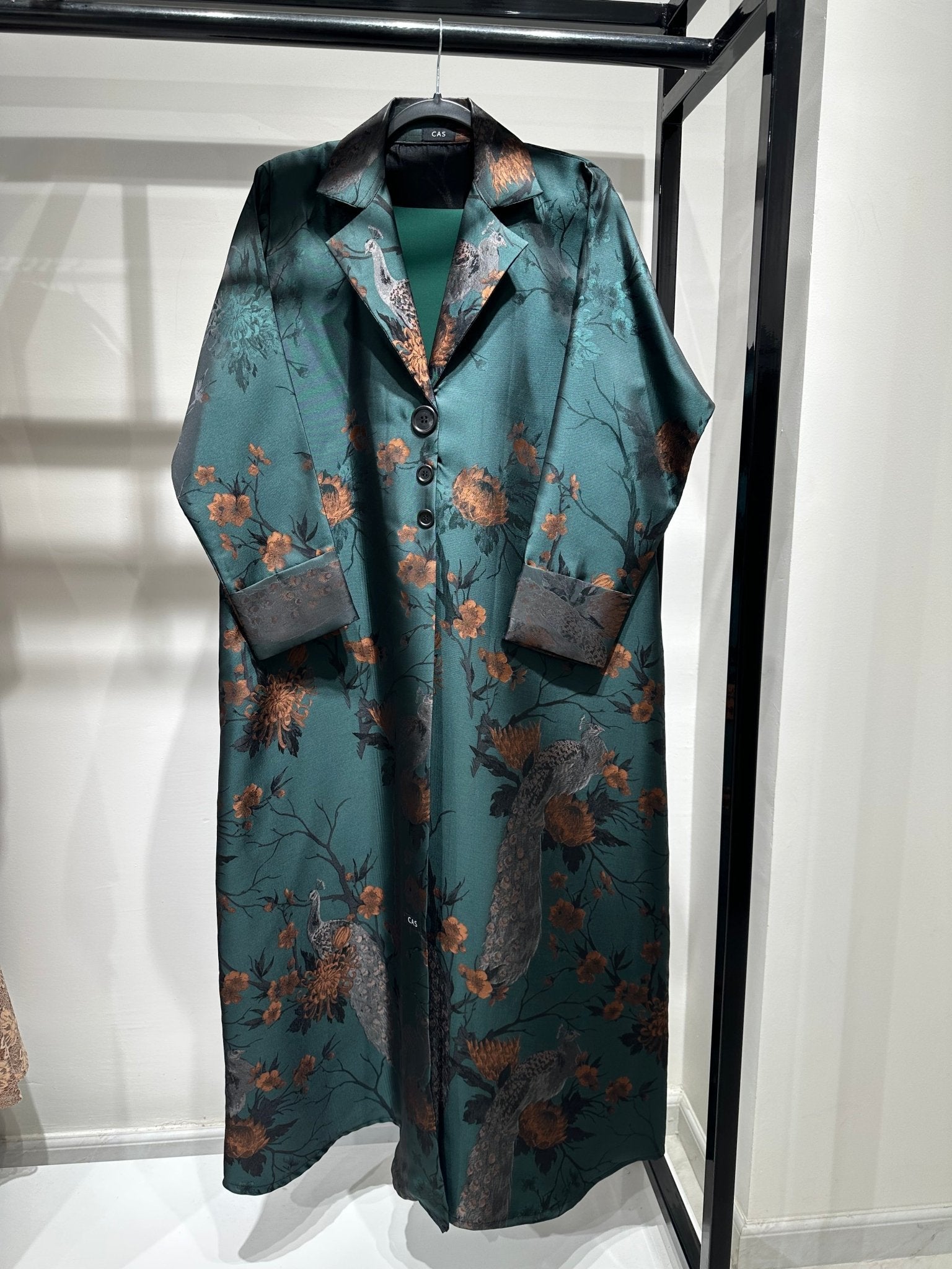 C 1357 - 03 Green Peacock Printed Abaya