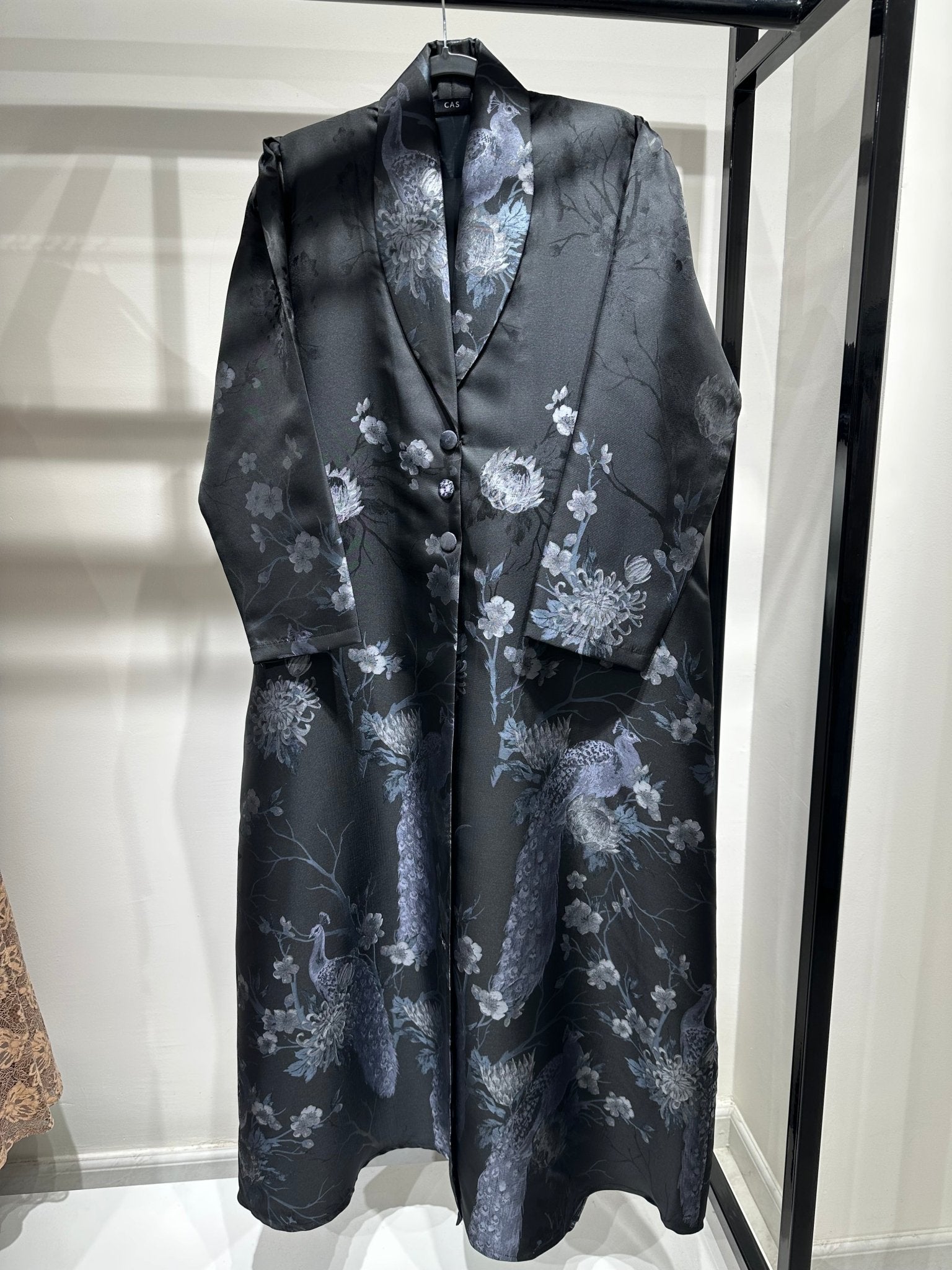 C 1357 - 05 Grey Peacock Printed Abaya