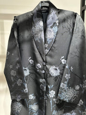 C 1357 - 05 Grey Peacock Printed Abaya