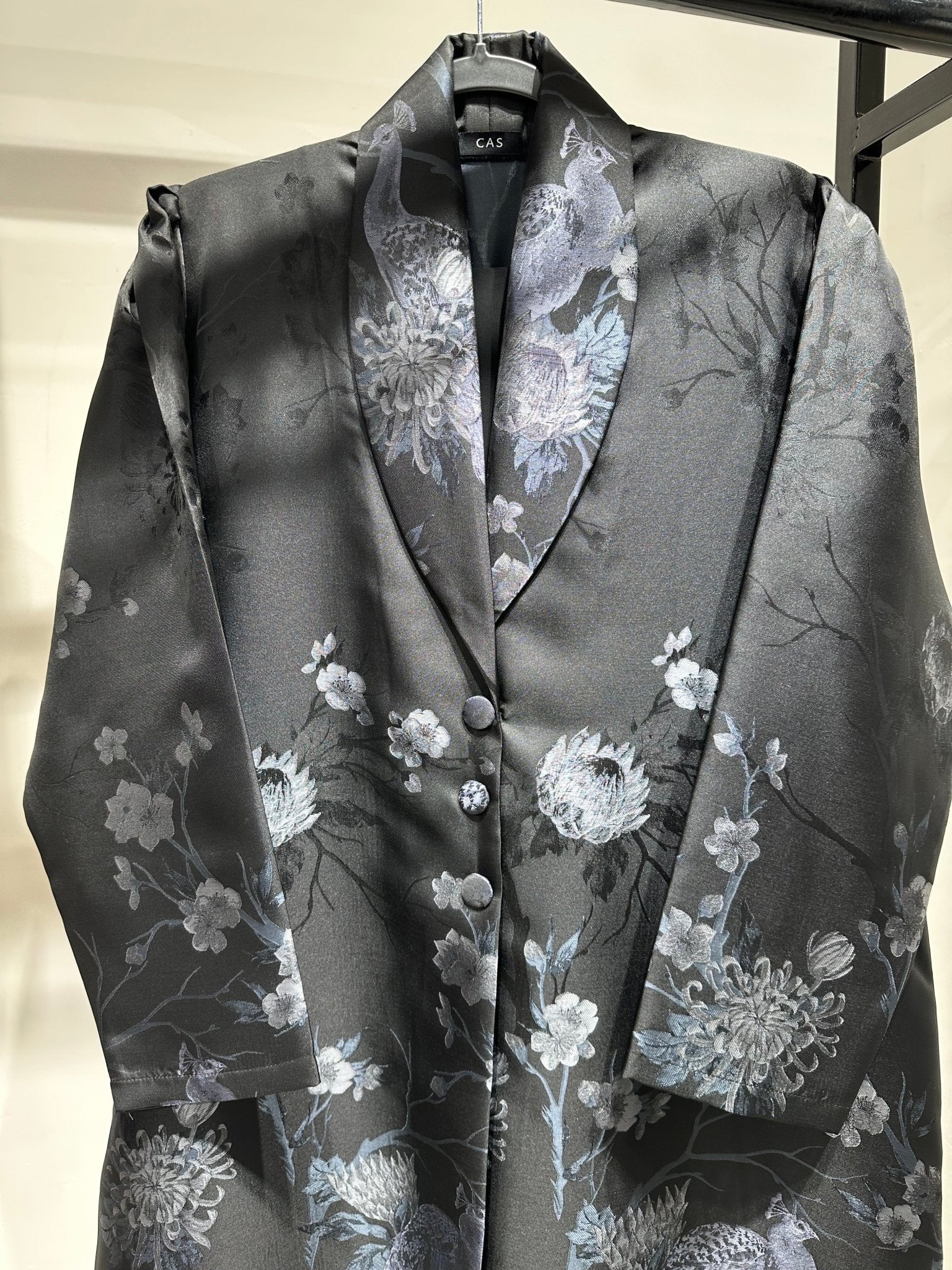 C 1357 - 05 Grey Peacock Printed Abaya