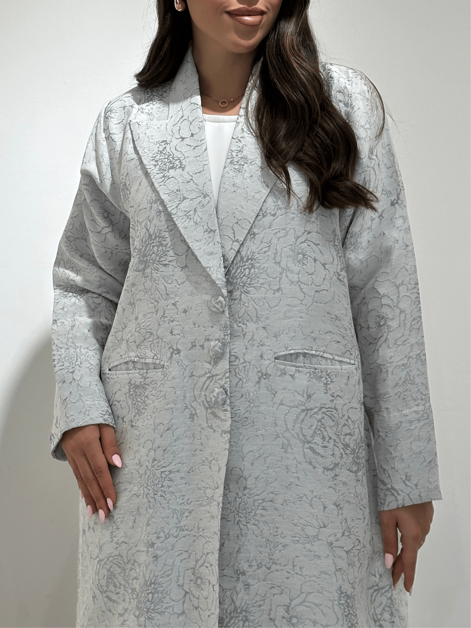 C 1364 - 01 Light Grey Floral Abaya