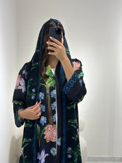 C 1367 Black Tropical Printed Abaya