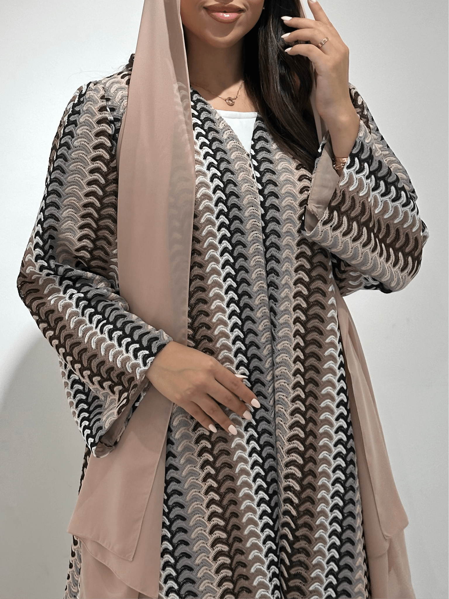 C 1377 Brown Wave Abaya