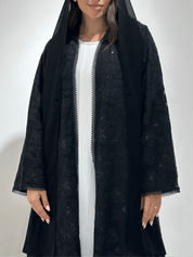 C 1380 Black Dantel Abaya