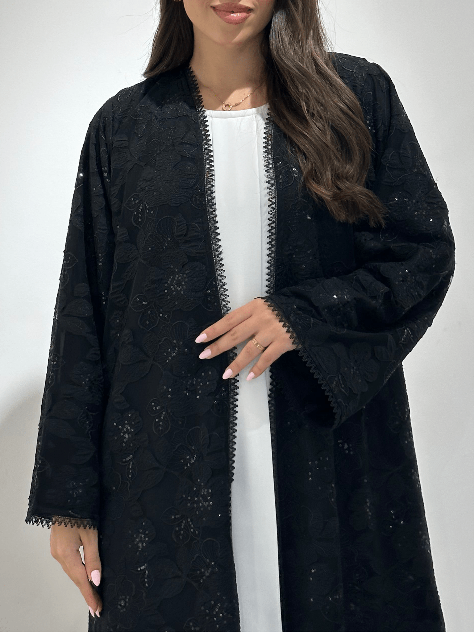 C 1380 Black Dantel Abaya