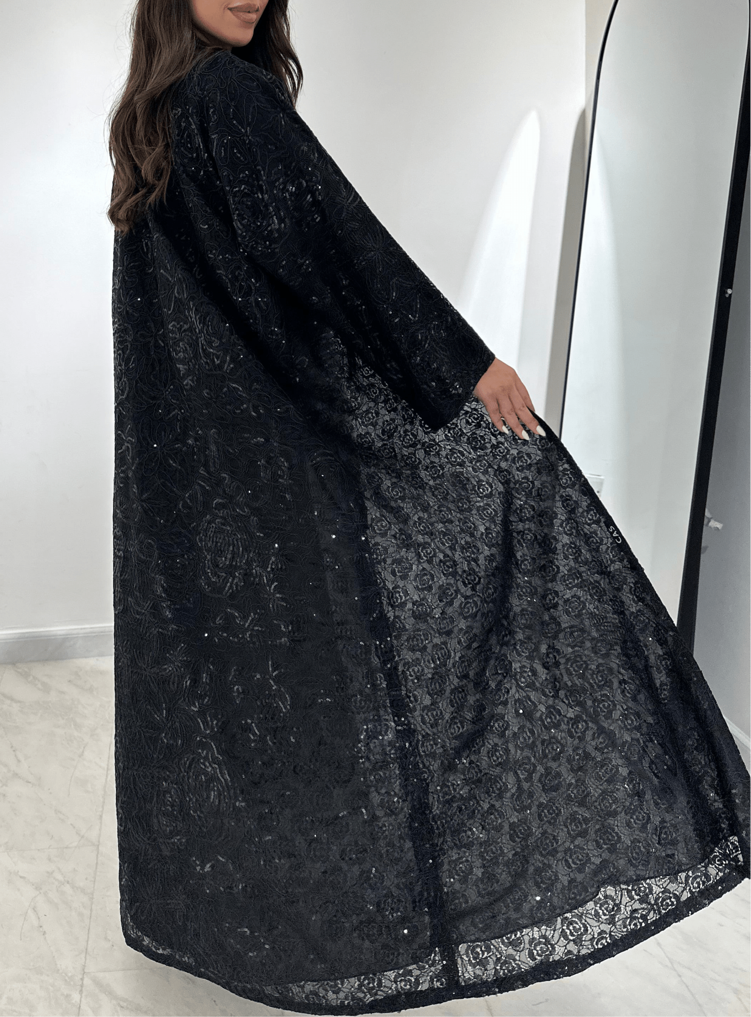 C 1382 Black Dantel Abaya