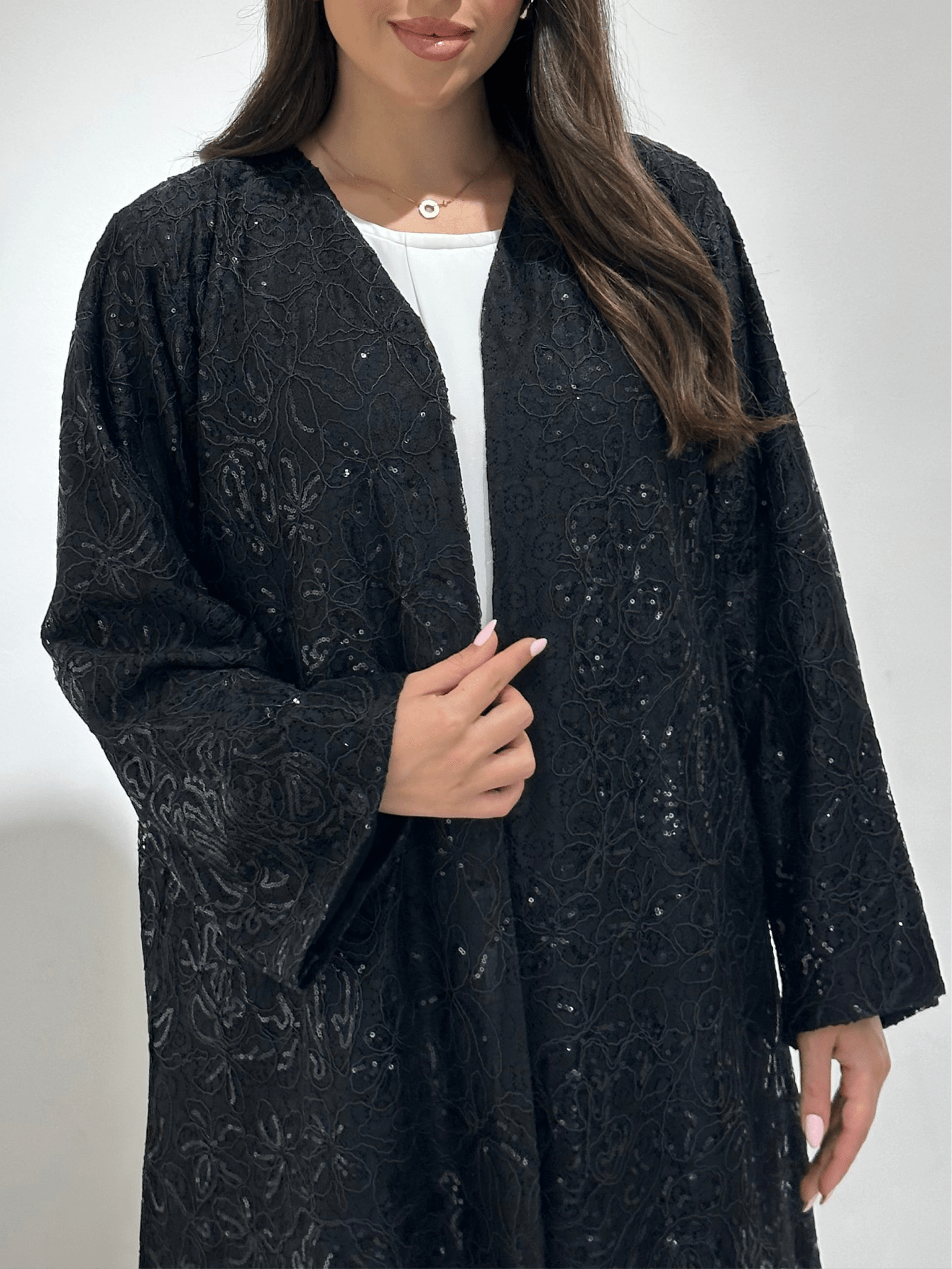 C 1382 Black Dantel Abaya