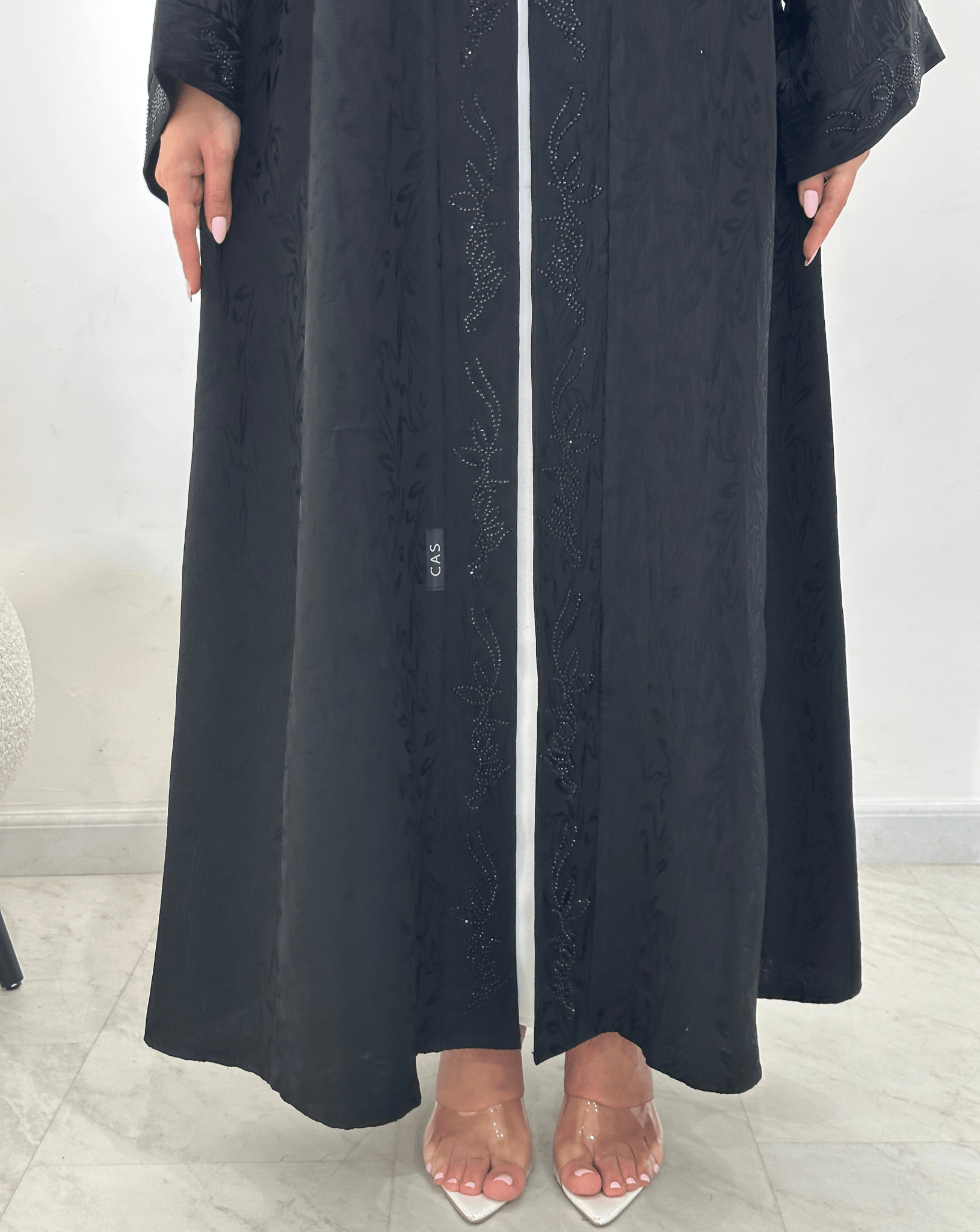 C 1385 Black Beaded Abaya
