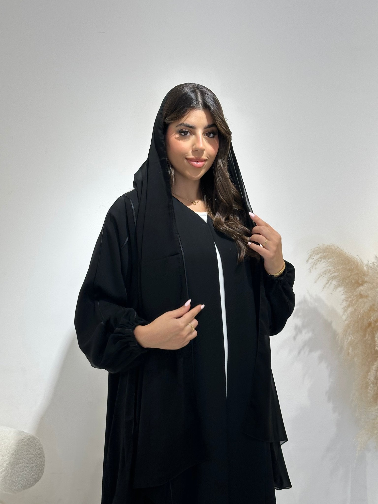 C 1387 Striped Black Abaya