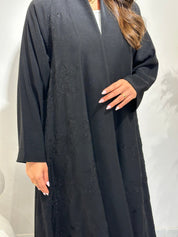C 1390 Floral Black Abaya