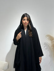 C 1390 Floral Black Abaya
