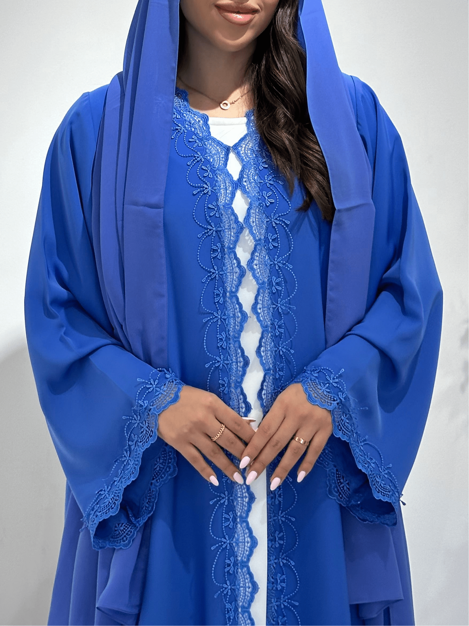 C 1406 Royal Blue Lace Abaya