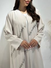C 1411 Ivory Floral Beaded Abaya