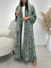 C 1414 - 01 Sea Green Printed Abaya