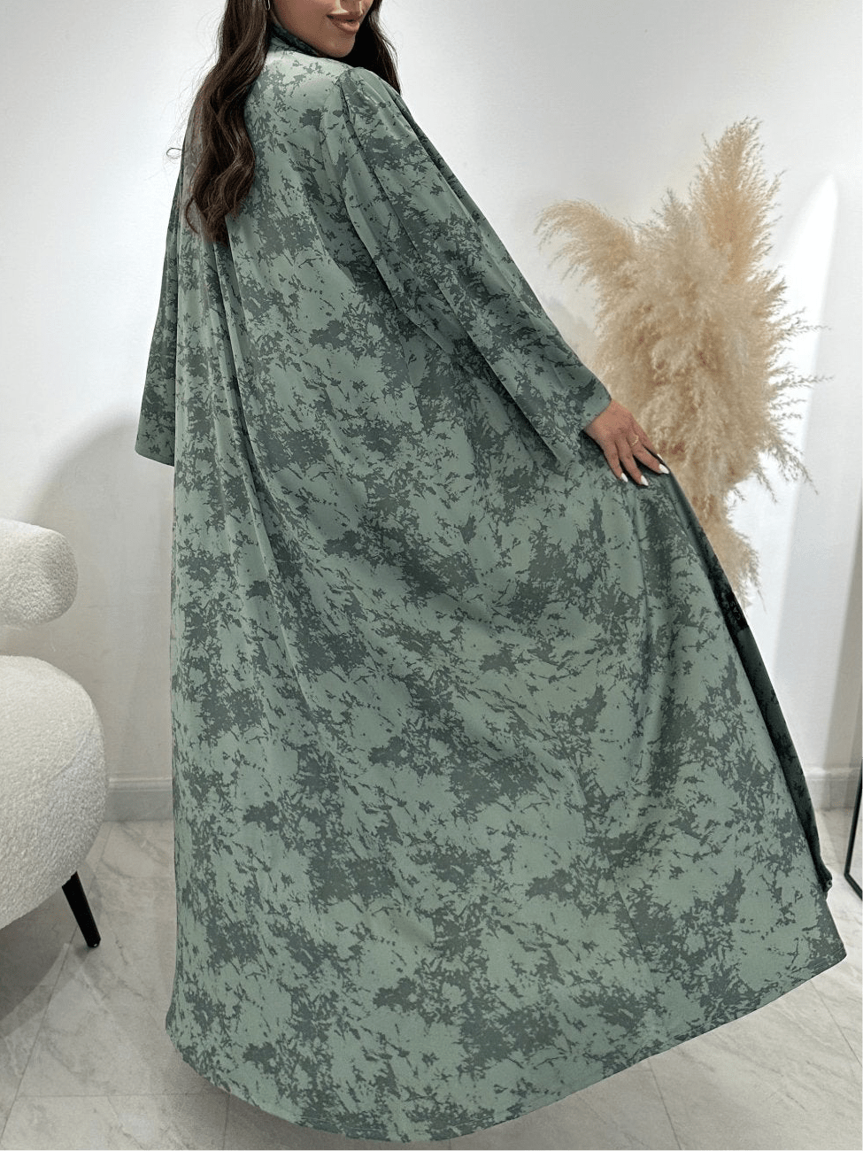 C 1414 - 01 Sea Green Printed Abaya