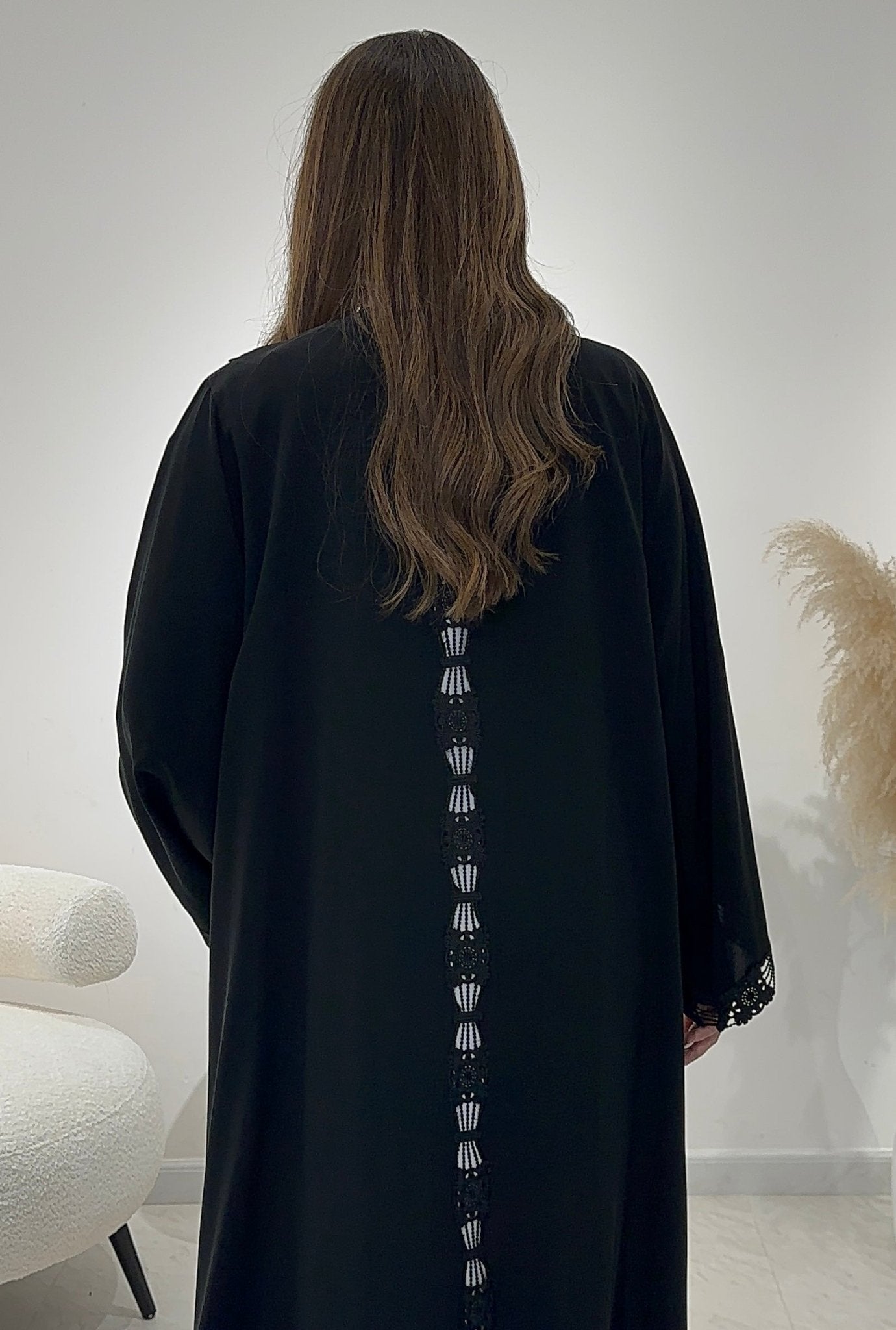 C 1427 Black Lace Abaya