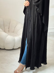 C 1460 Black Leafy Beaded Abaya