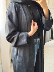 C 1463 Dark Blue Printed Abaya