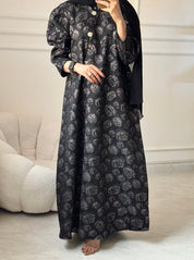 C 1465 Black Roses Abaya