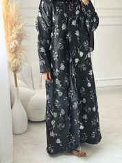 C 1469 Tulip Black Coat Abaya