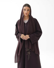 C 1478 Dark Chocolate Beaded Abaya