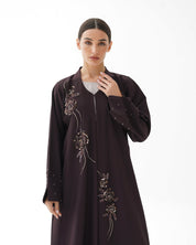 C 1478 Dark Chocolate Beaded Abaya