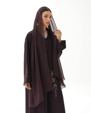 C 1478 Dark Chocolate Beaded Abaya