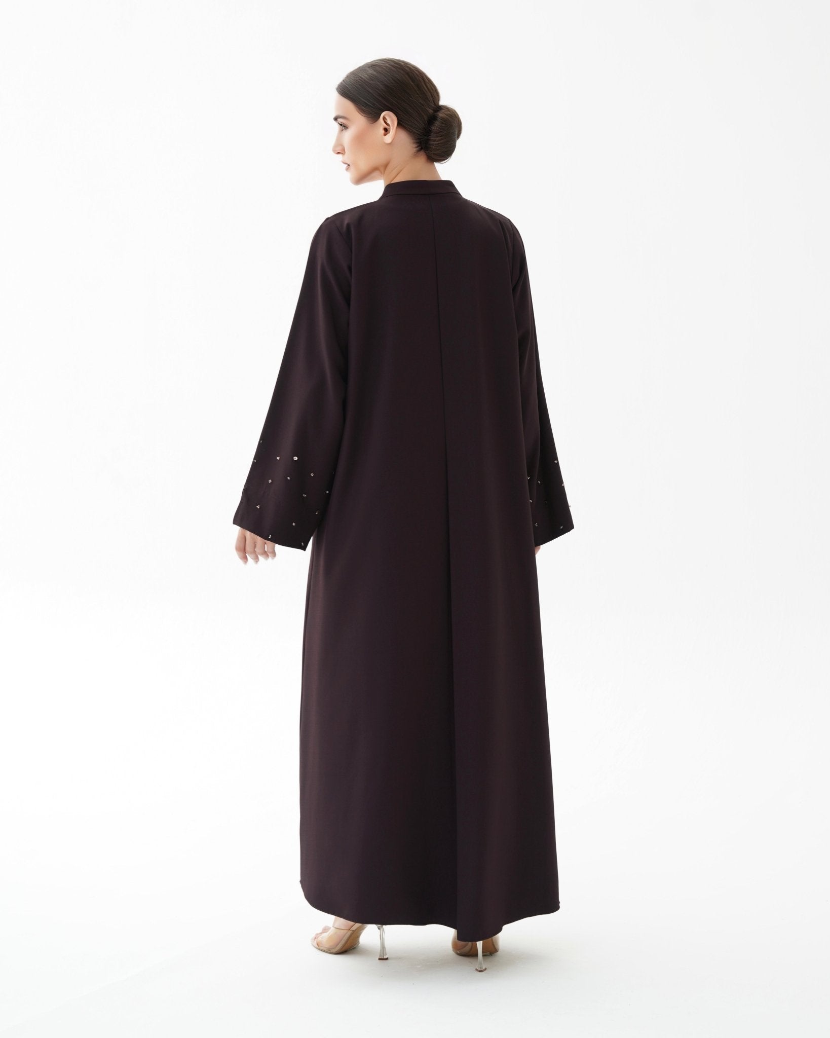 C 1478 Dark Chocolate Beaded Abaya
